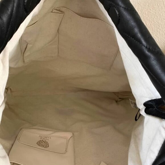 Vince Camuto Pehri Large Quilted Black Leather Hobo Shoulder Bag-24 HR SALE - Picture 4 of 6